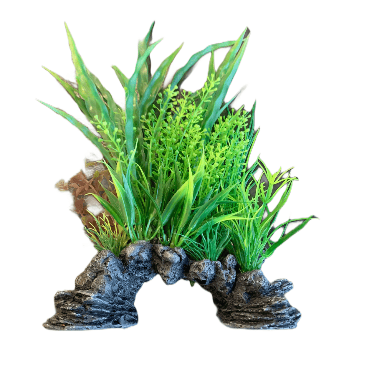 Aquarium Rock Cave Ornament with Plant 26cm (#11)