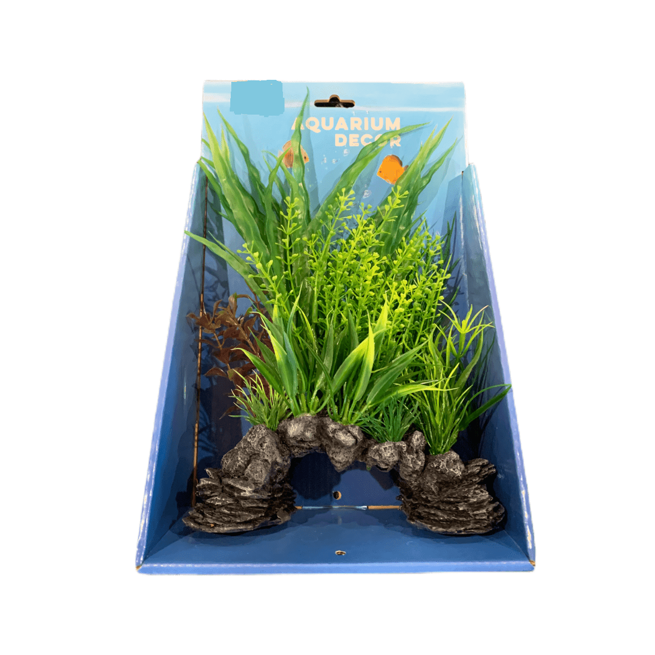 Aquarium Rock Cave Ornament with Plant 26cm (#11)