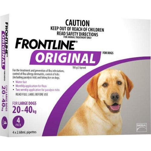 Frontline Original for large dogs flea and tick treatment box with Labrador image