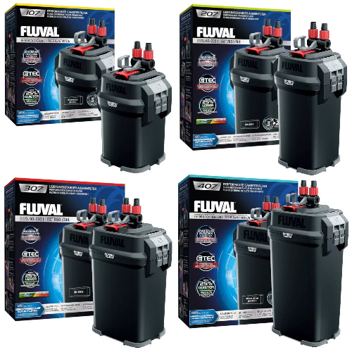 Fluval aquarium canister filters for fish tank filtration and water circulation