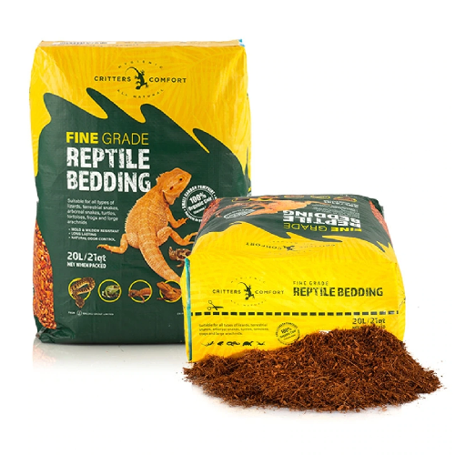 Fine grade reptile bedding bags with spilled pet substrate, suitable for reptiles and small animals