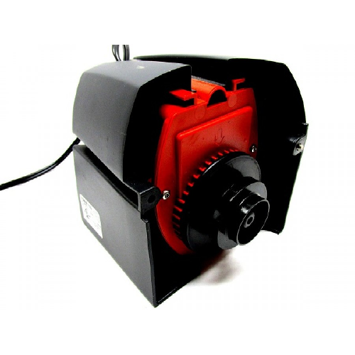 Pet aquarium filter spare part with black housing and red internal component