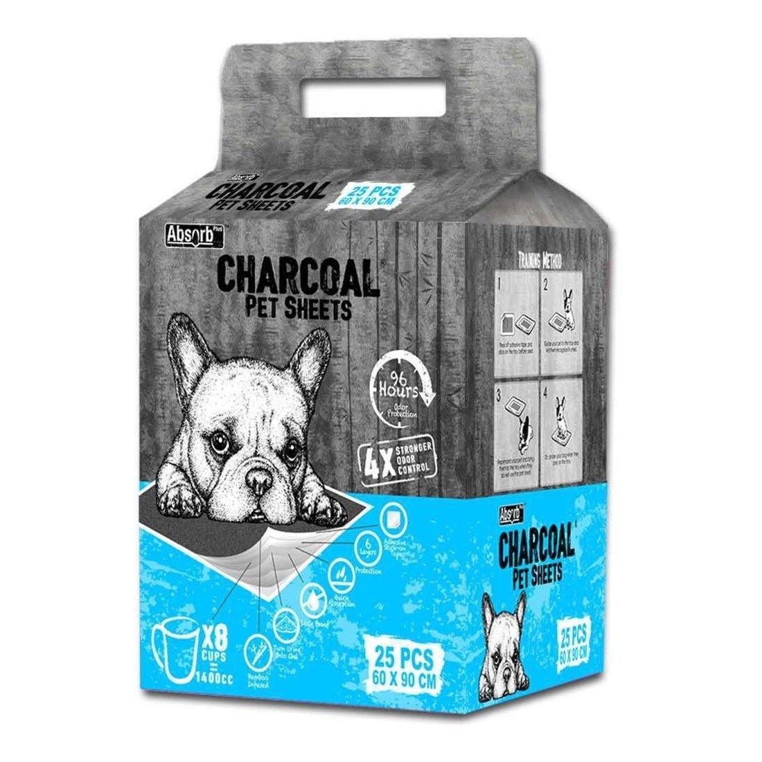 Absorb Plus Charcoal Pet Sheets Pads 60 X 90cm (25) Dog Puppy Pee Wee