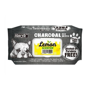 Absorb Plus Charcoal Pet Wipes - Lemon (80)