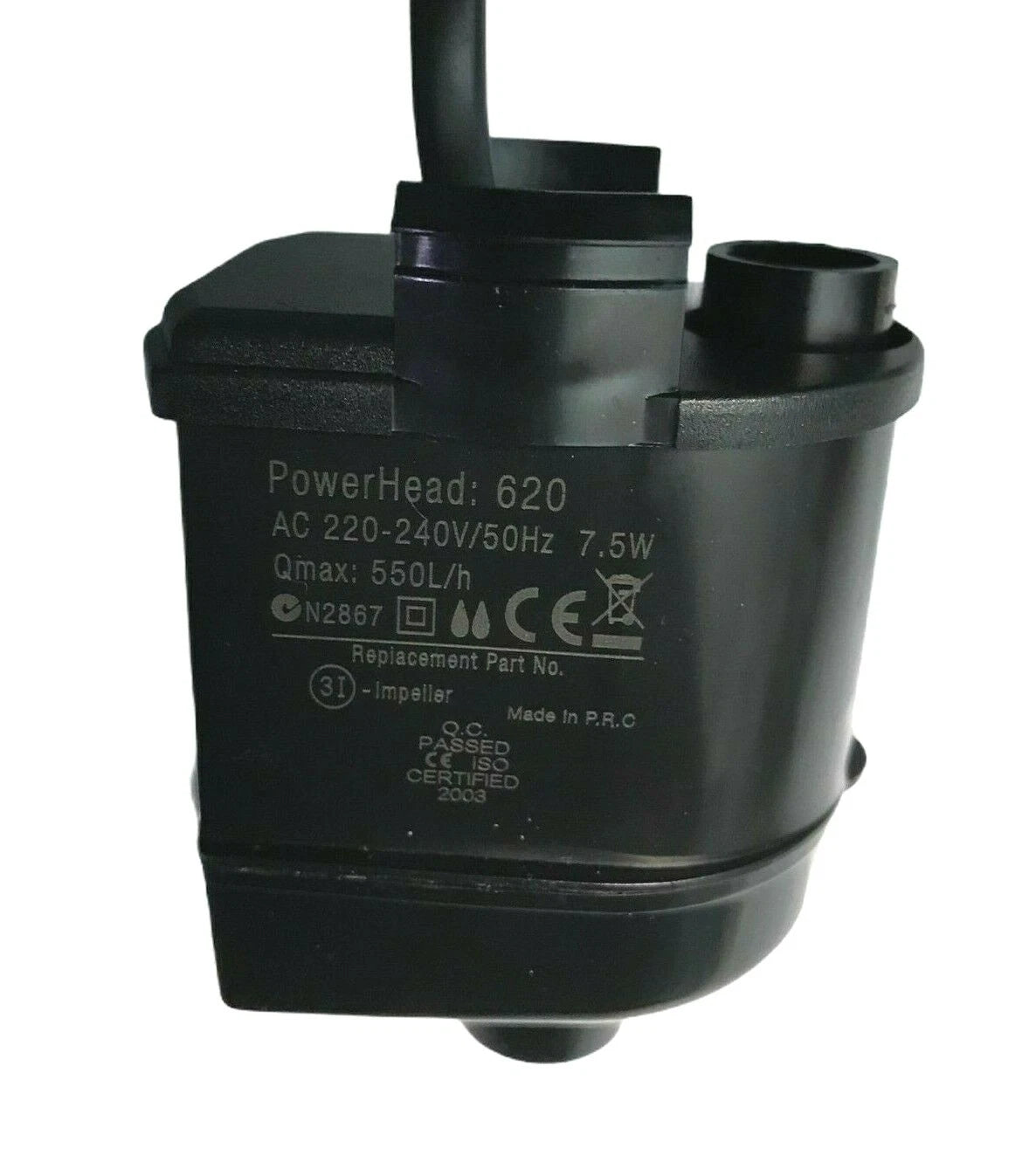 Aqua One AR620 aquarium water pump with specifications displayed, suitable for fish tanks