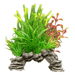 Aquarium Rock Cave Ornament with Plant 18cm (#2)