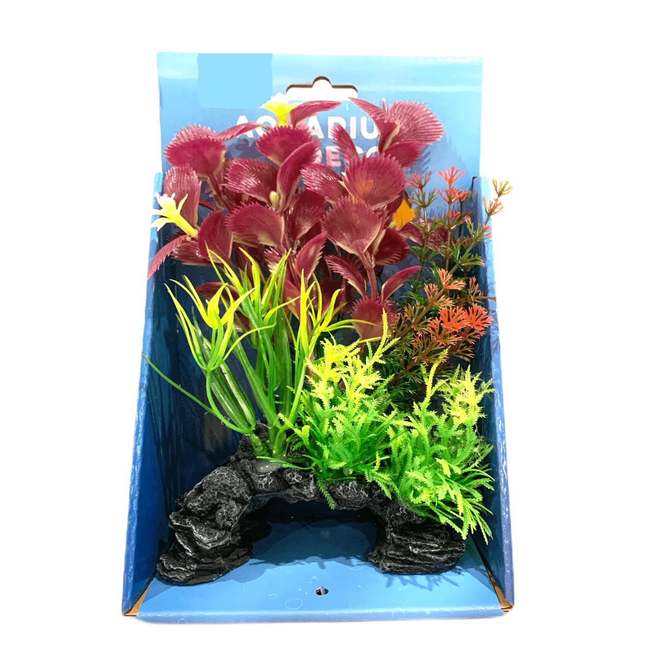 Aquarium Rock Cave Ornament with Plant 18cm (#3)