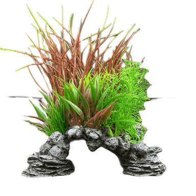 Aquarium Rock Cave Ornament with Plant 26cm (#10)