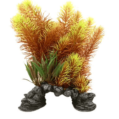 Aquarium Rock Cave Ornament with Plant 26cm (#13)