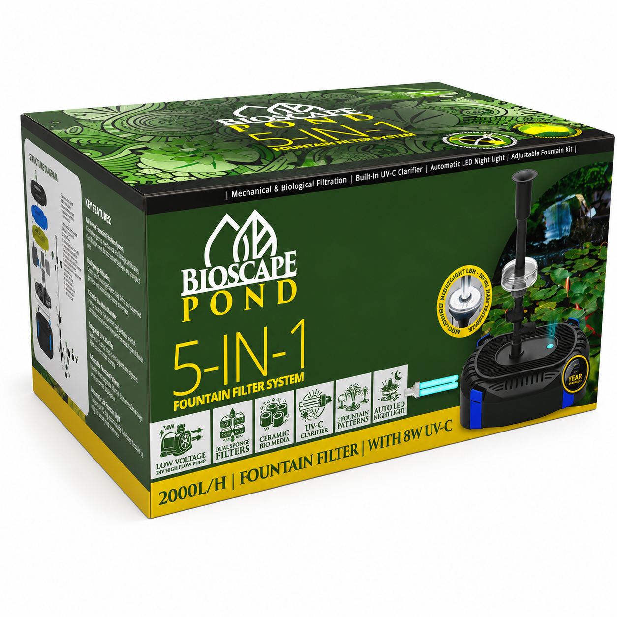 BioScape All in One Submersible Pond Filter with UV 2000LPH