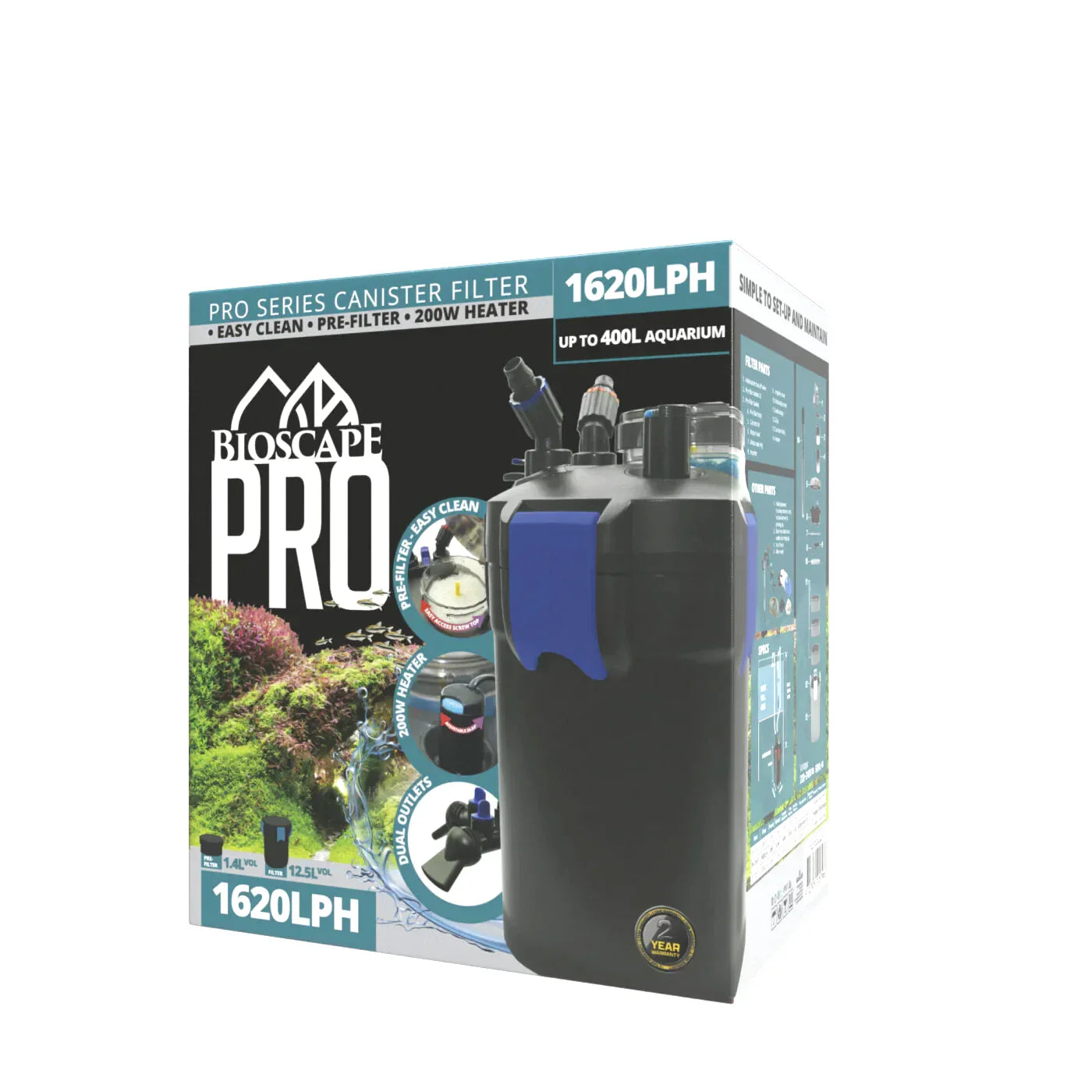 Bioscape PRO Easy Clean Canister Filter with Inbuilt Heater 1620 L/PH