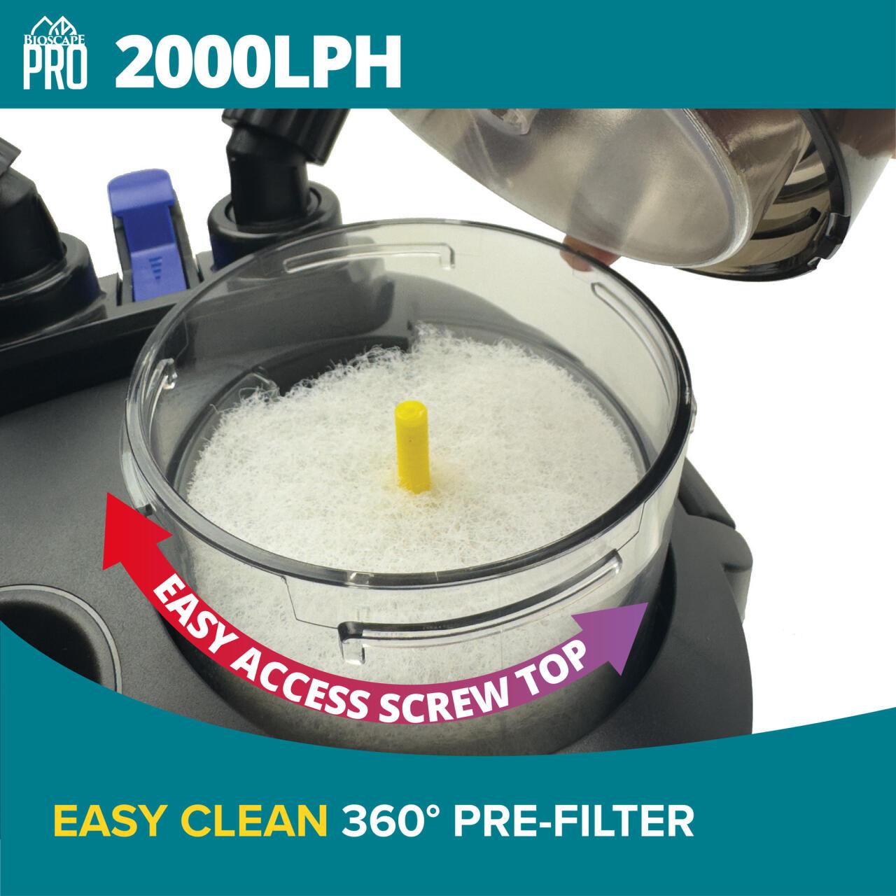 Bioscape PRO Easy Clean Canister Filter with Inbuilt Heater 2000 L/PH