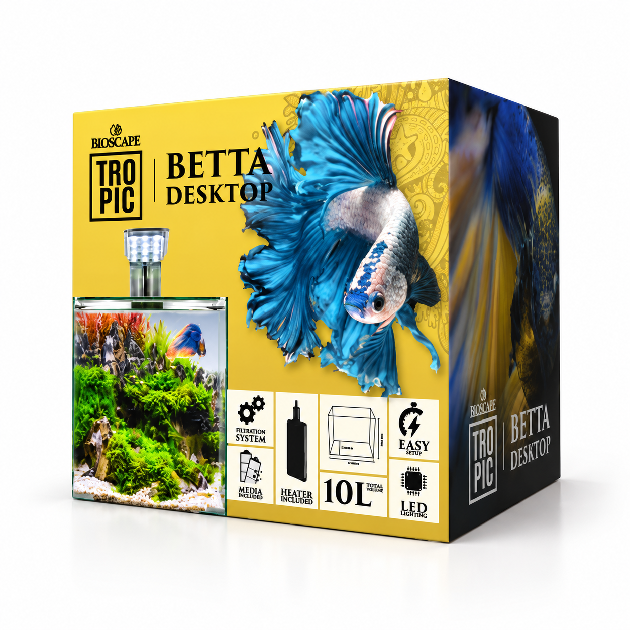 BioScape Tropic Betta 10L desktop aquarium with heater and LED light