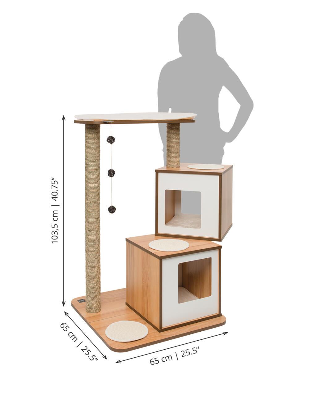 Catit Vesper Double Walnut Cat Twin Home with Platform