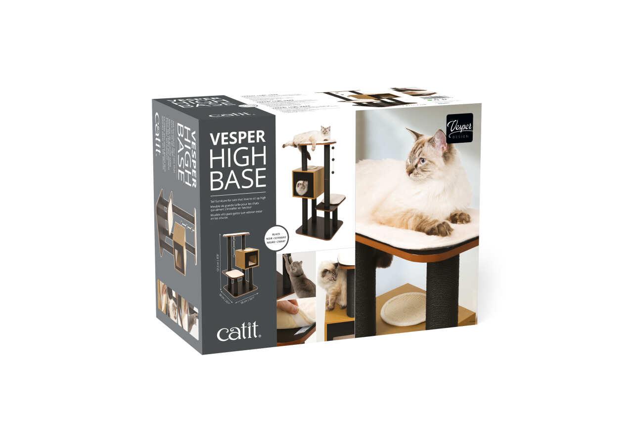 Catit Vesper High Base Black Cat Home with Twin Platform