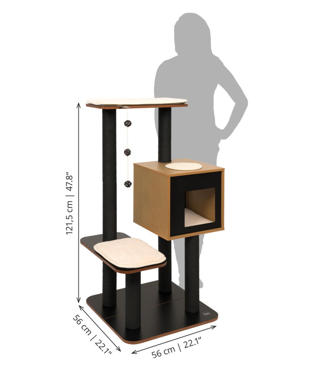 Catit Vesper High Base Black Cat Home with Twin Platform