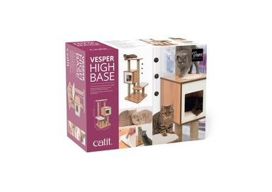 Catit Vesper High Base Walnut Cat Home with Twin Platform