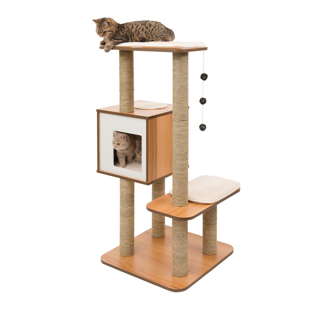 Catit Vesper High Base Walnut Cat Home with Twin Platform