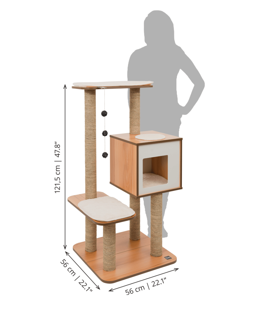 Catit Vesper High Base Walnut Cat Home with Twin Platform