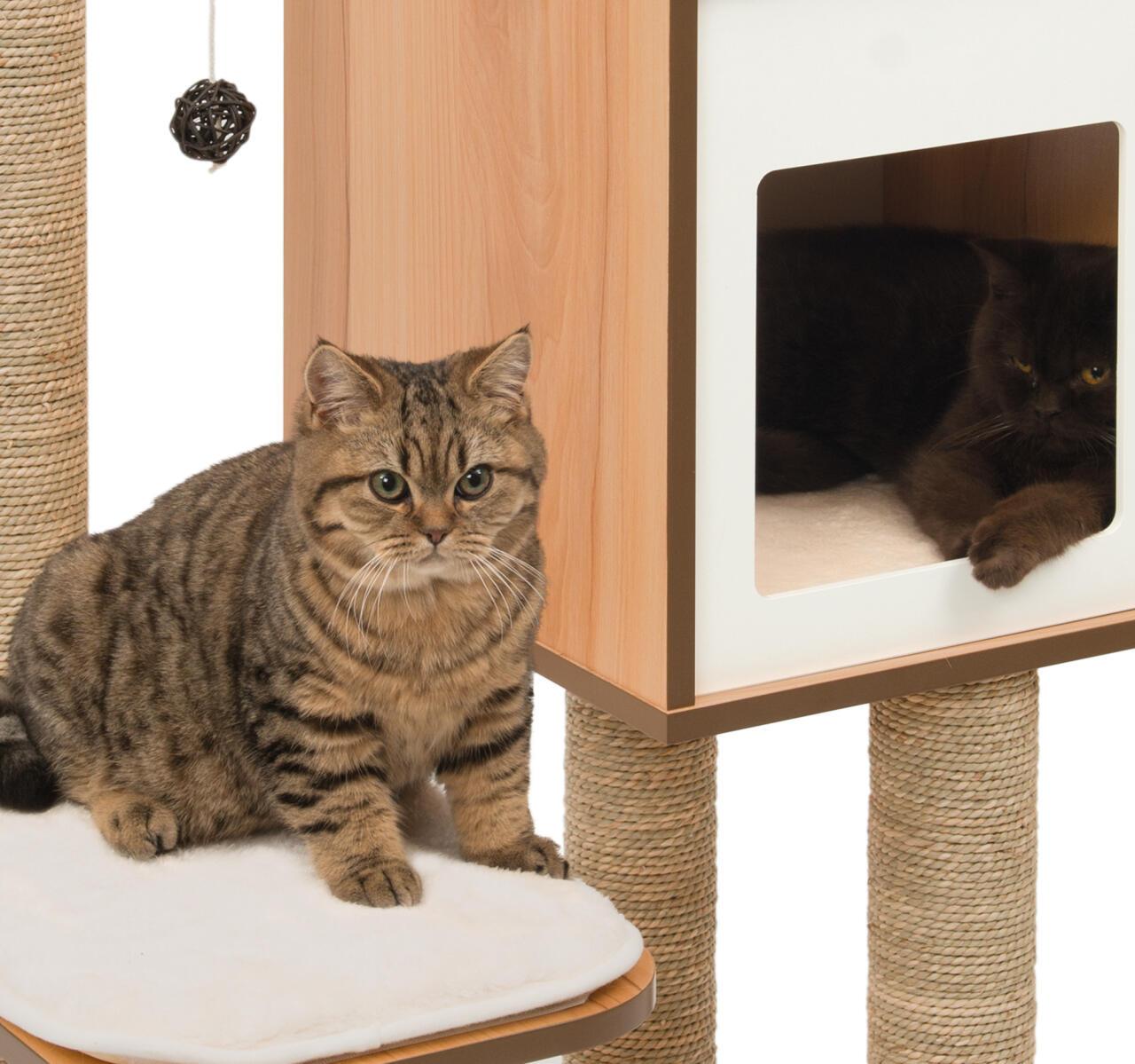 Catit Vesper High Base Walnut Cat Home with Twin Platform