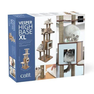 Catit Vesper High Base XL Walnut Cat Home with Multi Platforms