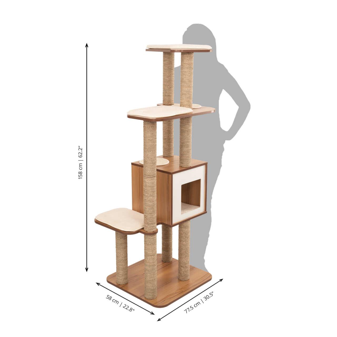 Catit Vesper High Base XL Walnut Cat Home with Multi Platforms