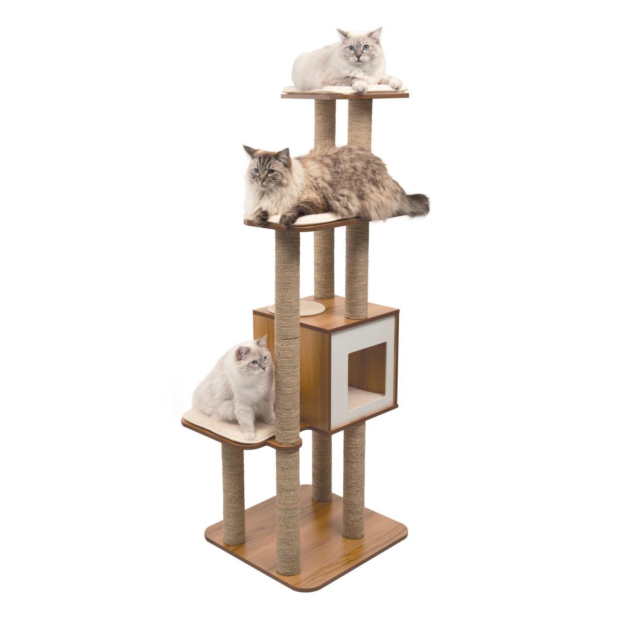 Catit Vesper High Base XL Walnut Cat Home with Multi Platforms