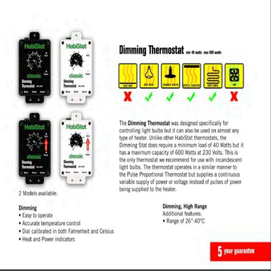 Habistat High Range Dimming Thermostat White