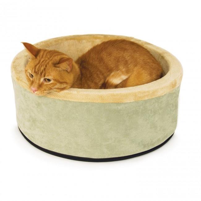 K & H Thermo Kitty Circular Heated Cat Bed Sage 50cm