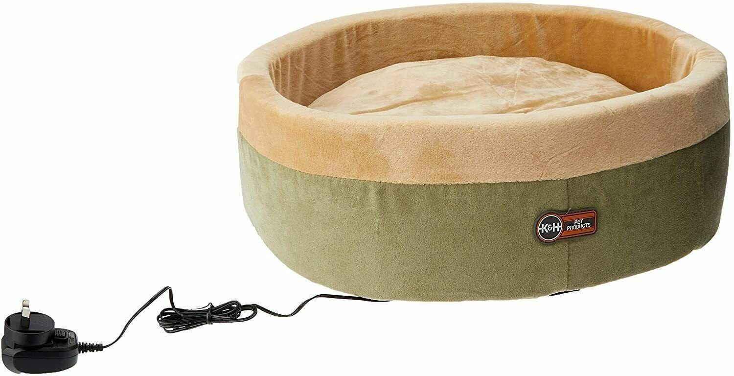 K & H Thermo Kitty Circular Heated Cat Bed Sage 50cm