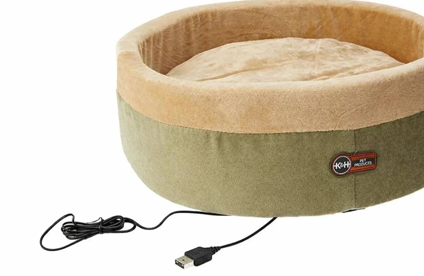 K & H Thermo Kitty Circular Heated Cat Bed Sage 50cm