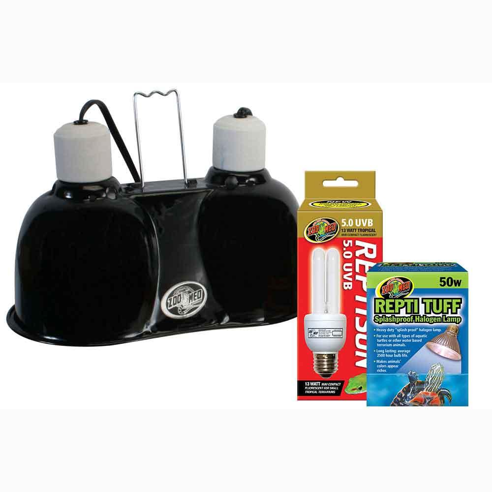 Zoo Med Aquatic Turtle UVB & Heat Lighting Kit – Complete Dual Lamp Setup