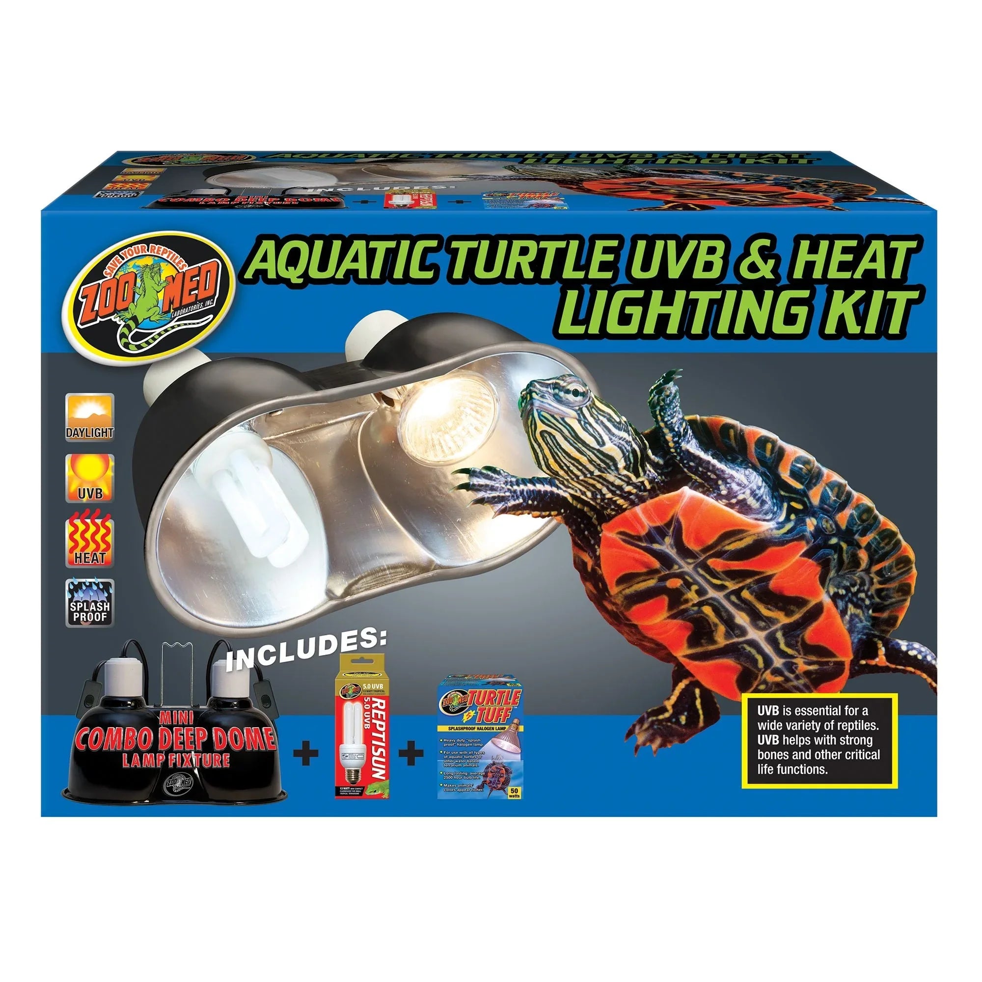 Zoo Med Aquatic Turtle UVB & Heat Lighting Kit – Complete Dual Lamp Setup