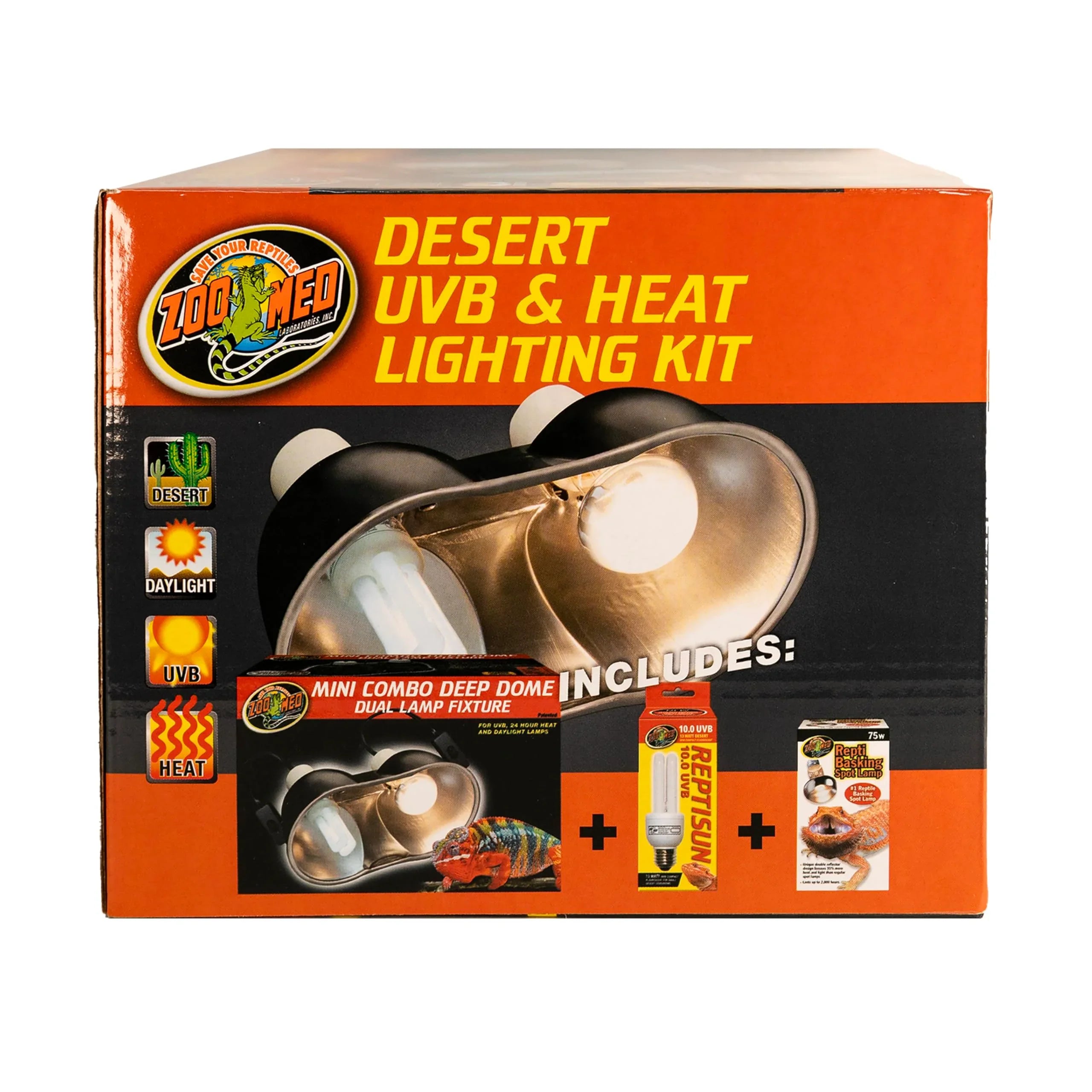 Zoo Med Desert UVB & Heat Lighting Kit – Dual Lamp Reptile Fixture