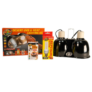Zoo Med Desert UVB & Heat Lighting Kit – Dual Lamp Reptile Fixture